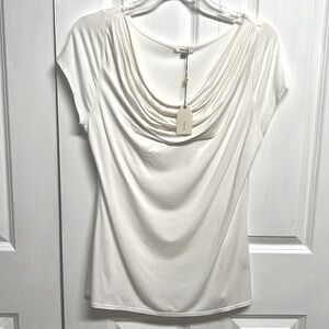 Sophie Max Ivory Cap Sleeve Cowl Neck Top Size XL NWT